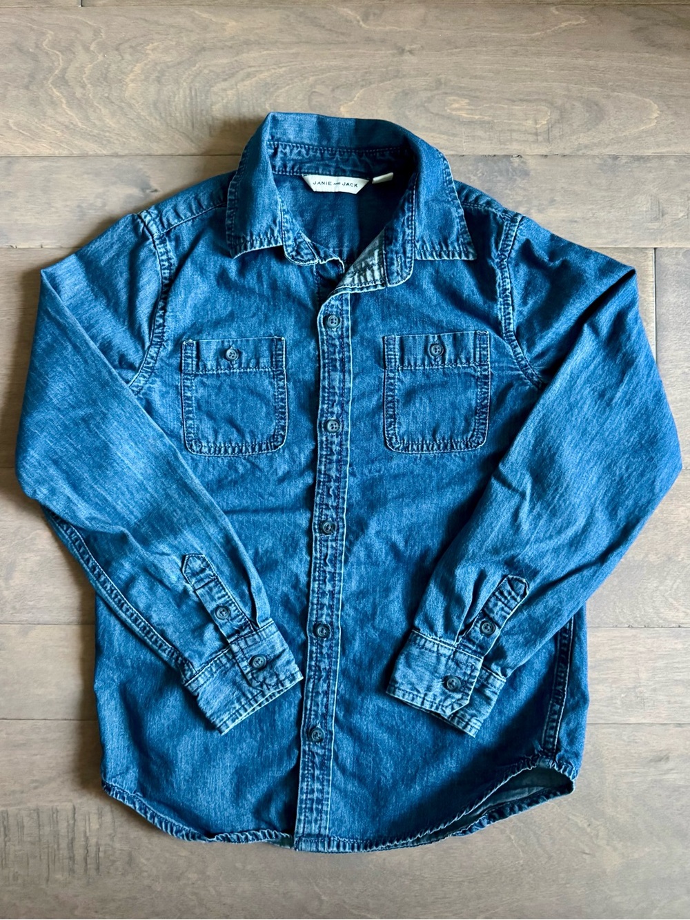 Janie and Jack Cotton Denim Button-Up Shirt